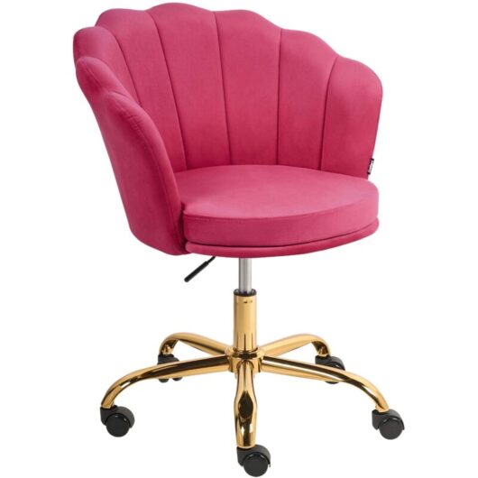 Office Swivel Chair Fuchsia Pink Velvet with Stairbase Adjustable Height MONTICELLO