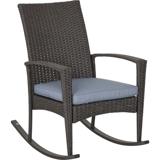 Outsunny Garden Rattan Rocking Chair, Bistro Recliner Rocker Furniture Seater Grey