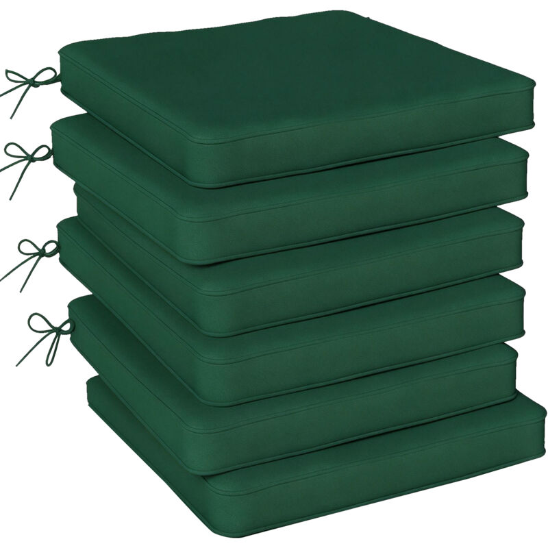 Outsunny Set of 6 Chair Cushion Seat Pads Dining Chair w/ Straps Green