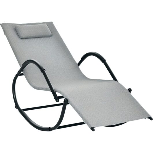 Outsunny Zero Gravity Rocking Lounge Chair Pillow Garden Outdoor Furniture Grey