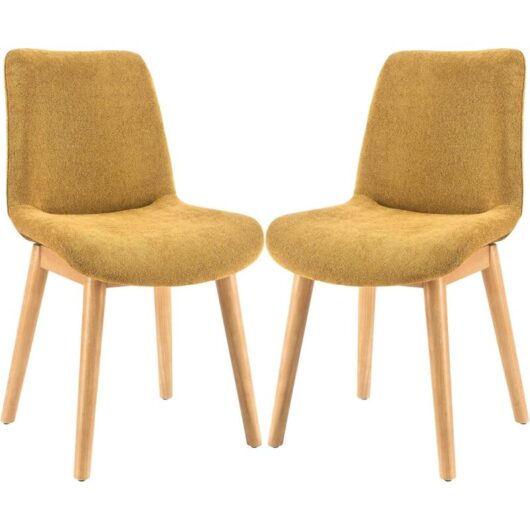 PADMA HOUSE Set of 2 Comfortable Dining Chairs, Mid-Century Modern Kitchen Dining Room Chairs, Upholstered Backrest Boucle Dining Chair with Black