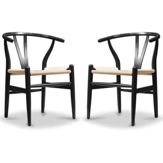 Pack of 2 Wooden Dining Chairs - Scandinavian Style - Wish Black
