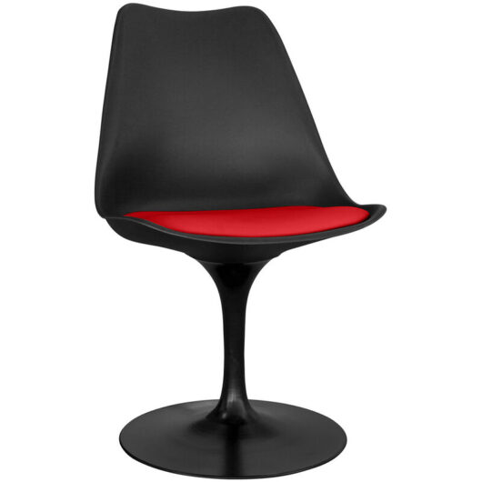 Privatefloor - Dining Chair - Black Swivel Chair - Tulip Red