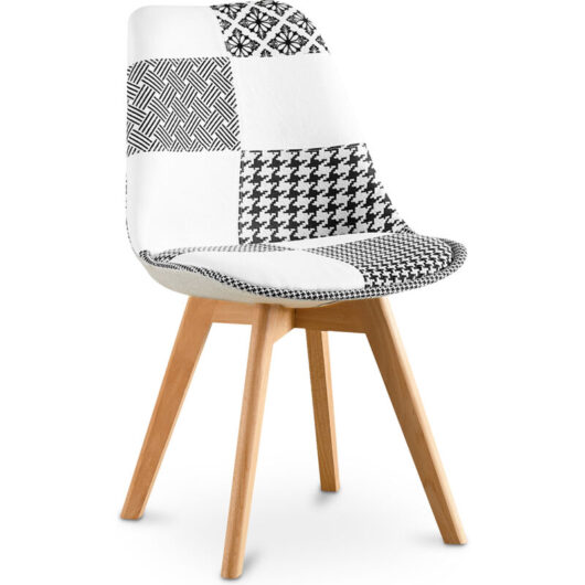 Privatefloor - Dining Chair - Black and White Patchwork Upholstery - New Edition - Sam White / Black