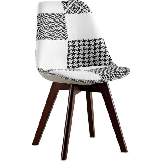 Privatefloor - Dining Chair - Upholstered in Black and White Patchwork - New Edition - Sam White / Black