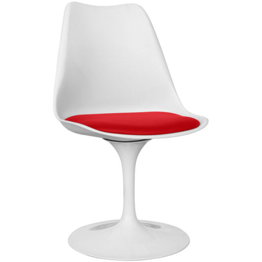 Privatefloor - Dining Chair - White Swivel Chair - Tulip Red