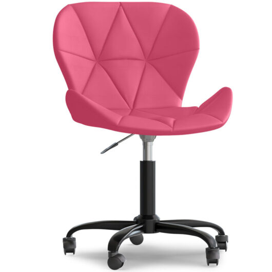 Privatefloor - Office Chair with Wheels - Swivel Desk Chair - Upholstered in Faux Leather - Black Wito Frame Fuchsia