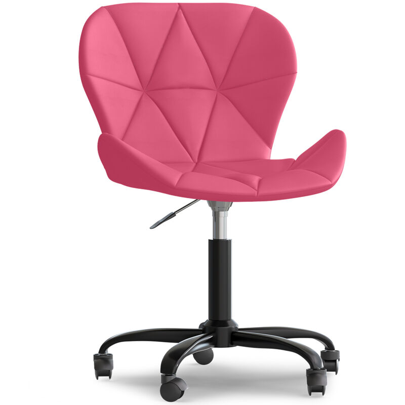 Privatefloor - Office Chair with Wheels - Swivel Desk Chair - Upholstered in Faux Leather - Black Wito Frame Fuchsia