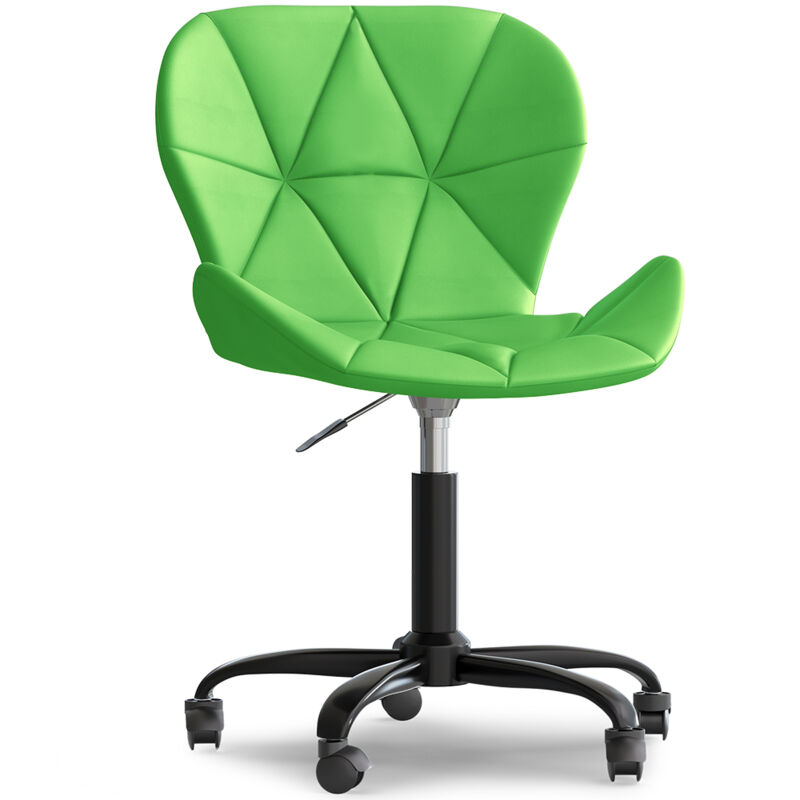 Privatefloor - Office Chair with Wheels - Swivel Desk Chair - Upholstered in Faux Leather - Black Wito Frame Green