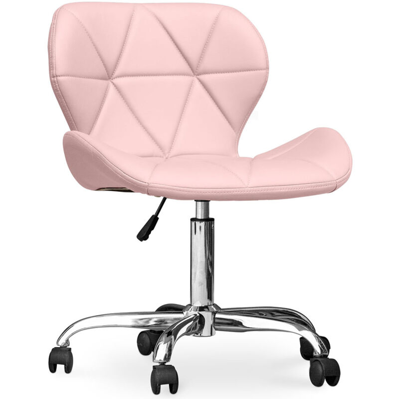 Privatefloor - Office Chair with Wheels - Swivel Desk Chair - Upholstered in Leatherette - Wito Pink