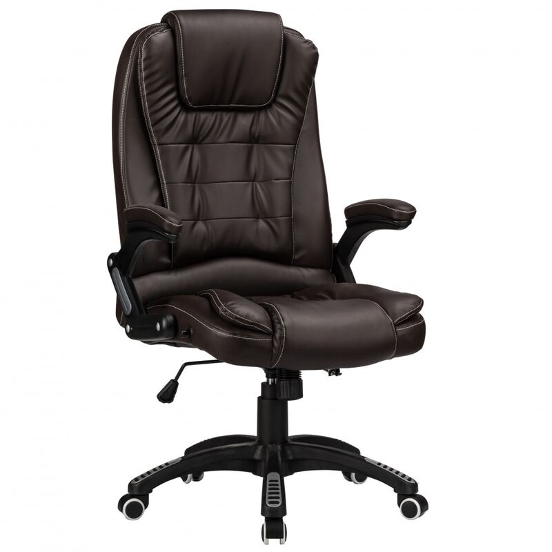 Raygar - Reclining Office Chair with High Back and Luxury Faux Leather - Brown