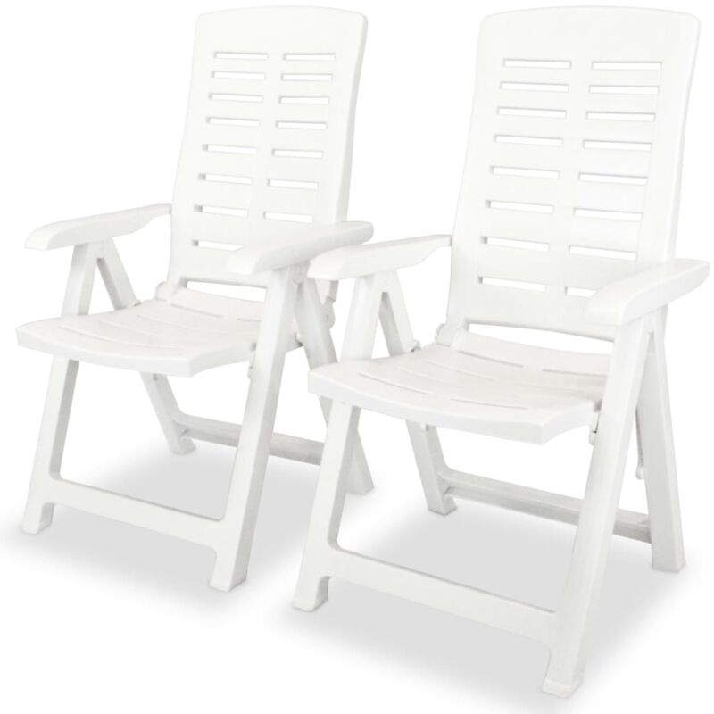 Reclining Garden Chairs 2 pcs Plastic White vidaXL