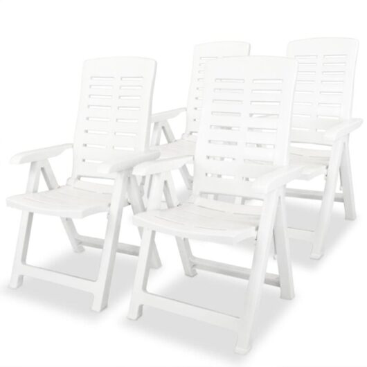Reclining Garden Chairs 4 pcs Plastic White vidaXL