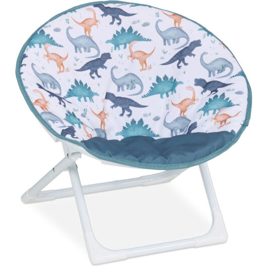 Relaxdays - Kids Moon Chair, Dinosaur, Folding, 47 x 50 x 48 cm, Children's Camping Seat, Indoor & Outdoor, Multicoloured