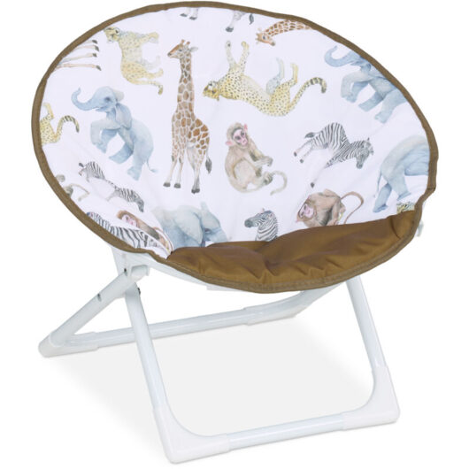 Relaxdays Kids Moon Chair, Jungle, Folding, 47 x 50 x 48 cm, Children's Camping Seat, Indoor & Outdoor, Multicoloured
