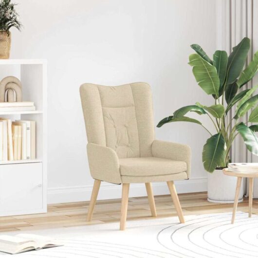 Relaxing Chair Cream 63 x 67 x 94 cm Fabric Vidaxl
