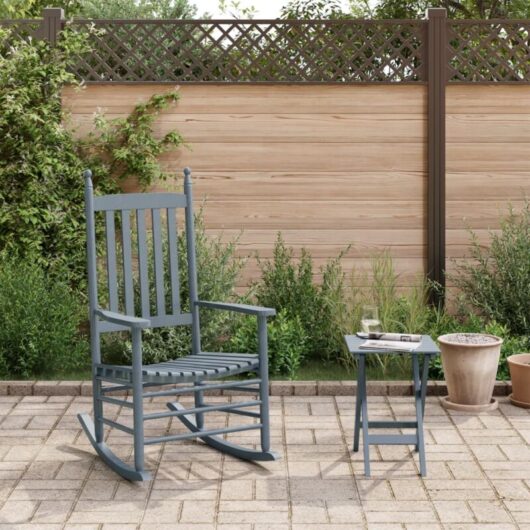 Rocking Chair with Foldable Table Grey Solid Wood Poplar vidaXL