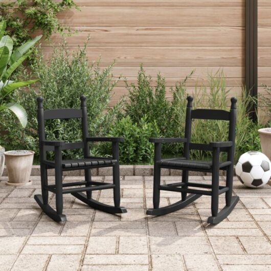 Rocking Chairs for Children 2 pcs Black Solid Wood Poplar vidaXL