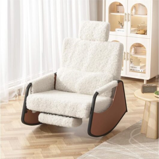 Rocking Nursing Chair with Footrest, Adjustable High Back Armchair for Adults, White - Yodolla