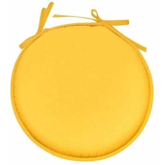 Round yellow polyester chair cushion