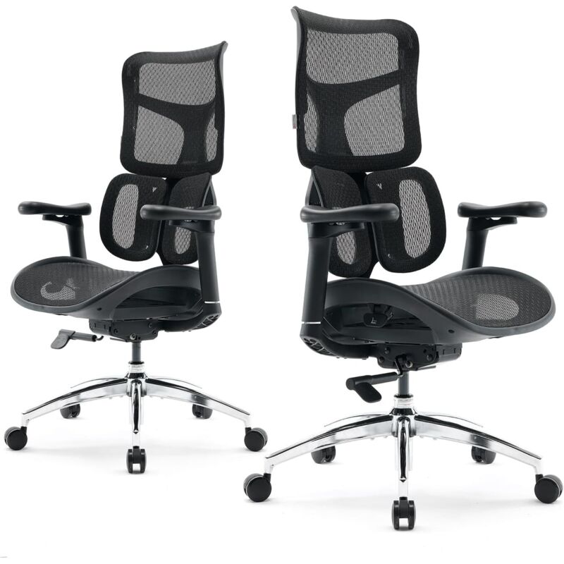 SIHOO Doro S100 Ergonomic Office Chair - with Dual Dynamic Lumbar Support, 5-Level Adjustable Backrest, 4D Coordinated Armrests, 135-degree Max.