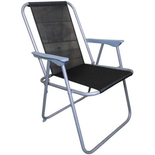 Samuel Alexander - 1 x Foldable Garden Chair Fixed position garden chair with grey frame and black fabric