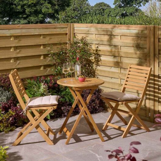 Serenity Wooden Bistro Table With 2 Chairs and Cushions in Natural