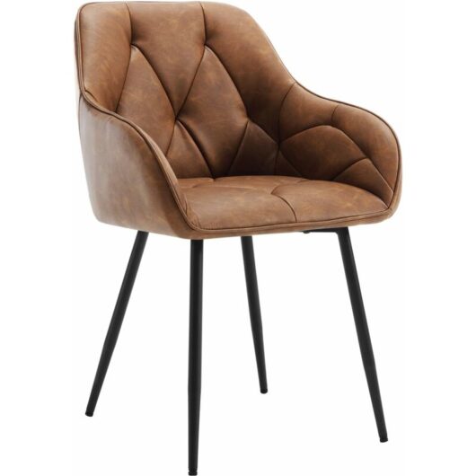 Set of 1x Faux Leather Dining Chairs Accent home & restaurants Brown - Woltu