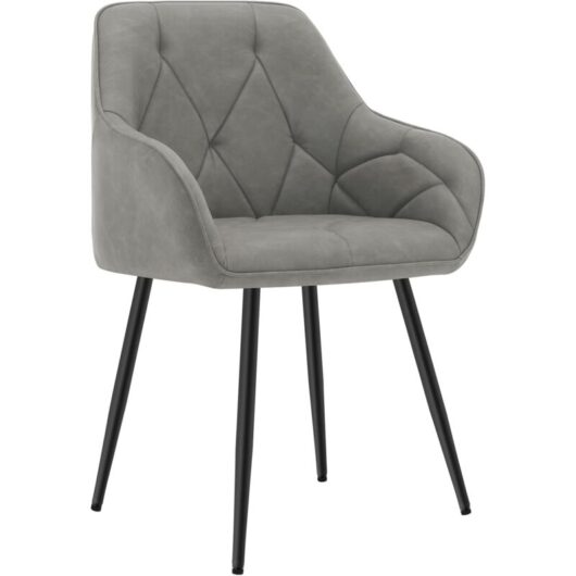 Set of 1x Faux Leather Dining Chairs Accent home & restaurants Dark Grey - Woltu