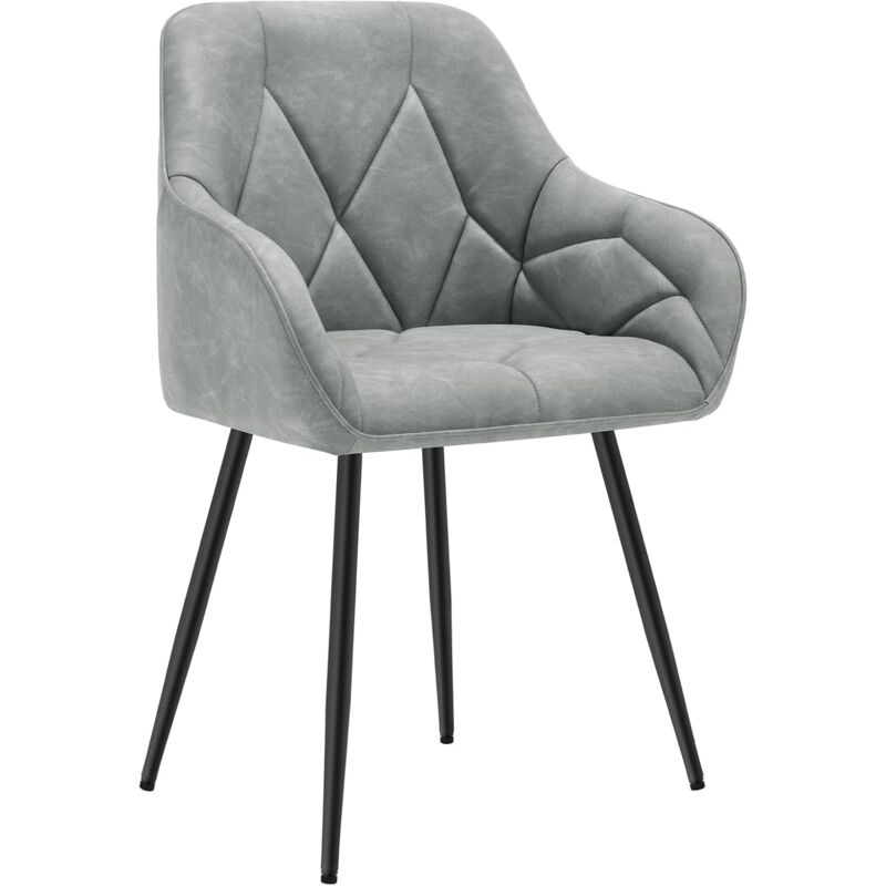 Set of 1x Faux Leather Dining Chairs Accent home & restaurants Grey - Woltu