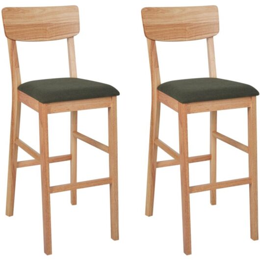 Set of 2 Bar Chairs AMBLER Light Brown/ Green