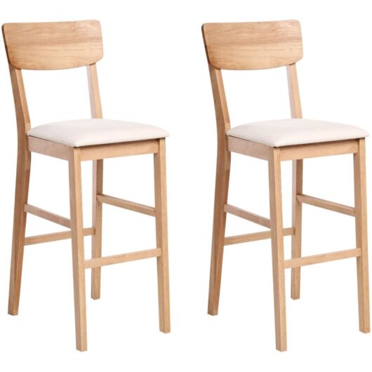 Set of 2 Bar Chairs AMBLER Wood Light Brown/ Beige