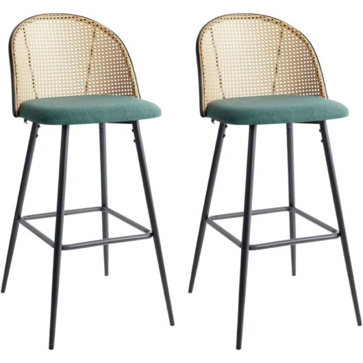 Set of 2 Bar Chairs CORNELL Metal Green