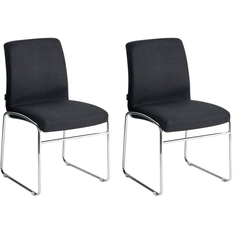 Set of 2 Dining Accent Chairs Black Fabric Upholstery Armless Metal Base Modern Design LECCO