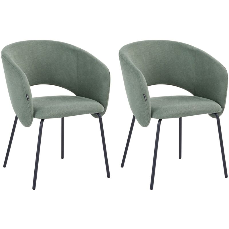 Set of 2 Dining Accent Chairs Light Green Upholstery without Armrests Metal Base Retro Design BLAKELY