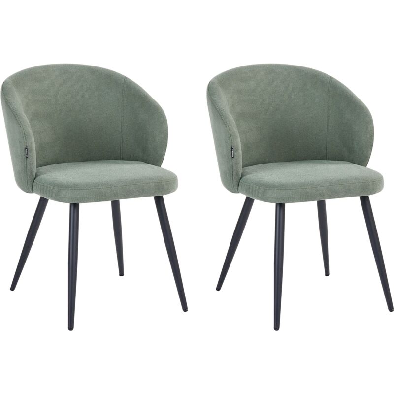 Set of 2 Dining Accent Chairs Light Green Upholstery without Armrests Metal Base Retro Design MOUNDVILLE