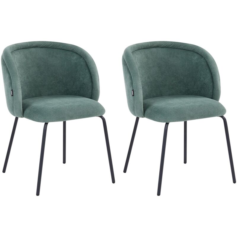 Set of 2 Dining Accent Chairs Light Green Upholstery without Armrests Metal Base Retro Design SARASOTA