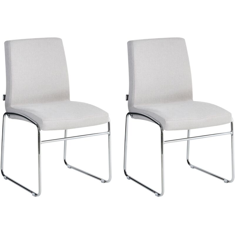 Set of 2 Dining Accent Chairs Light Grey Fabric Upholstery Armless Metal Base Modern Design LECCO