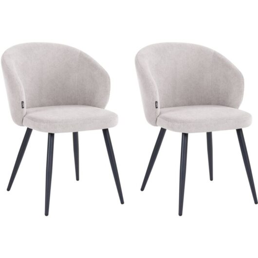 Set of 2 Dining Accent Chairs Off-White Upholstery without Armrests Metal Base Retro Design MOUNDVILLE