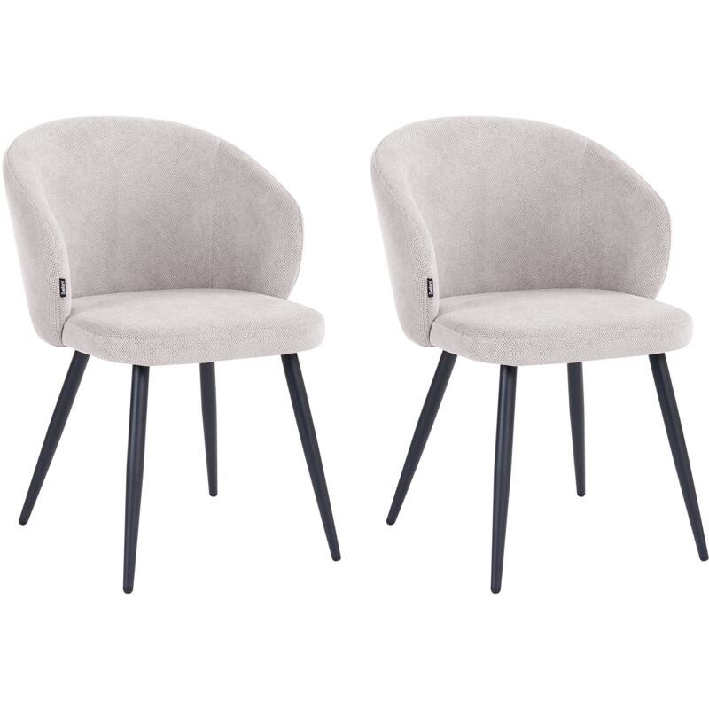 Set of 2 Dining Accent Chairs Off-White Upholstery without Armrests Metal Base Retro Design MOUNDVILLE