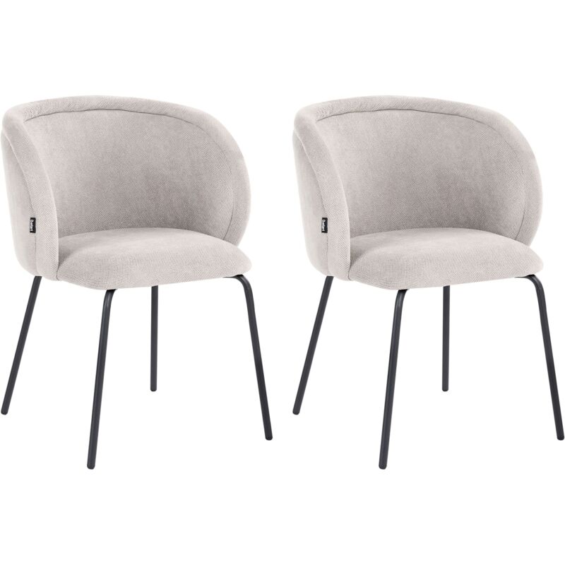 Set of 2 Dining Accent Chairs Off-White Upholstery without Armrests Metal Base Retro Design SARASOTA