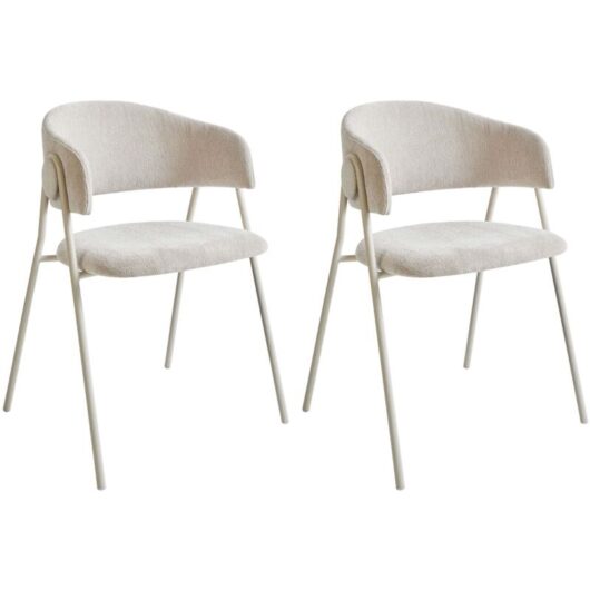 Set of 2 Dining Chairs ALANSON Chenille Light Beige