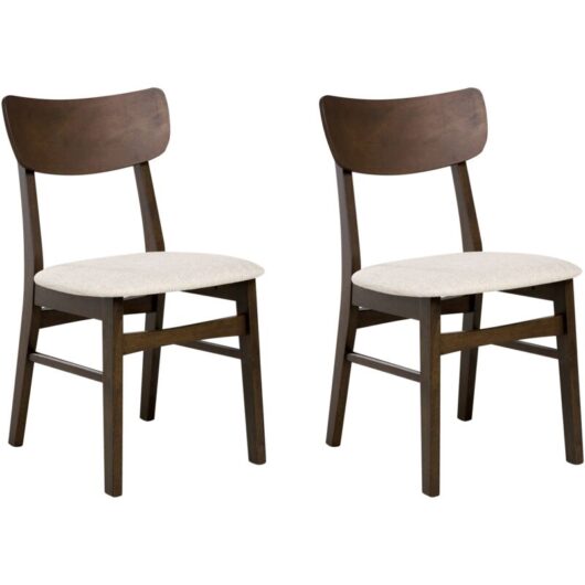 Set of 2 Dining Chairs ANOKA Wood Dark Brown/ Beige