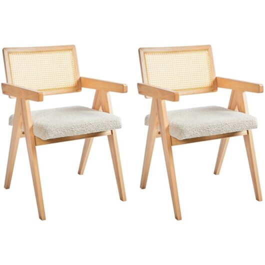 Set of 2 Dining Chairs AVA Wood Light Brown