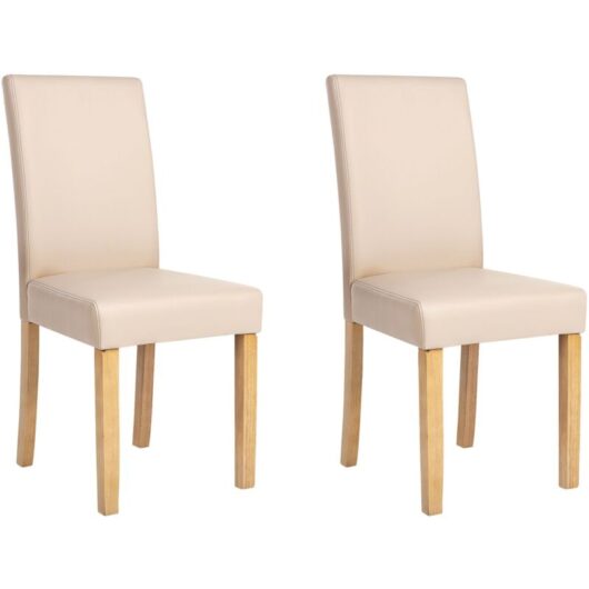 Set of 2 Dining Chairs BROADWAY Faux Leather Beige