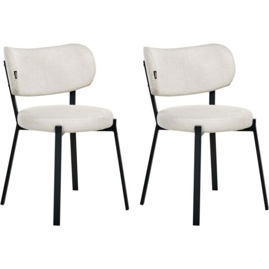 Set of 2 Dining Chairs BRONTE Fabric Light Beige