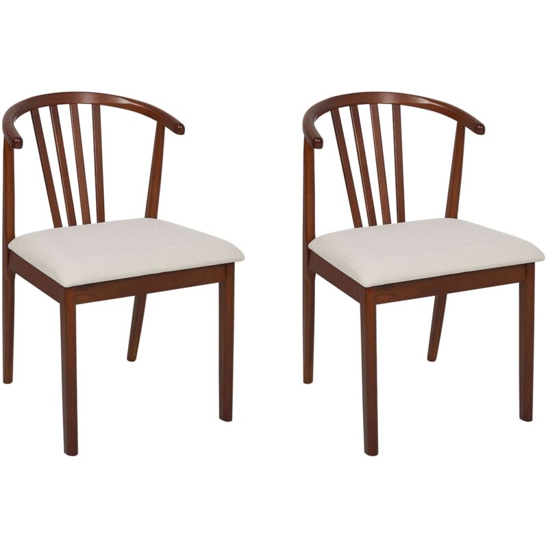 Set of 2 Dining Chairs CRAIG Wood Dark Brown/ Beige