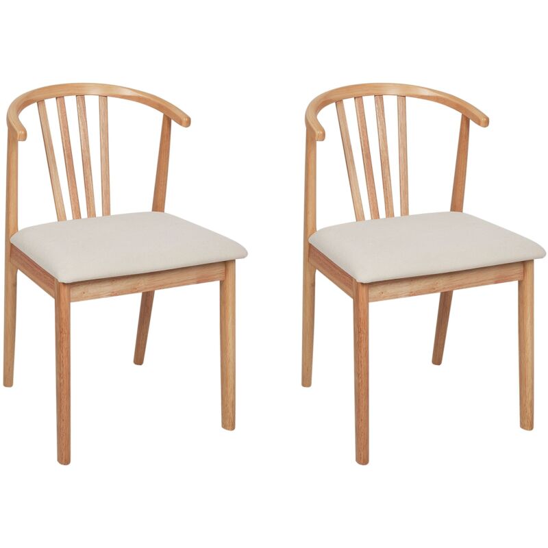 Set of 2 Dining Chairs CRAIG Wood Light Brown/ Beige