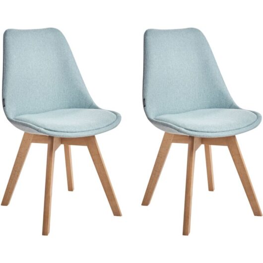 Set of 2 Dining Chairs DAKOTA II Fabric Mint Green
