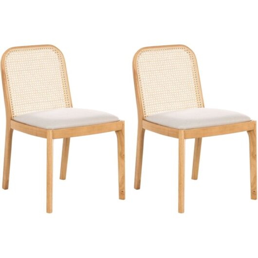 Set of 2 Dining Chairs EDINA Light Brown